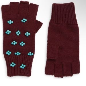 Lele Sadoughi Beaded Cluster Fingerless Gloves